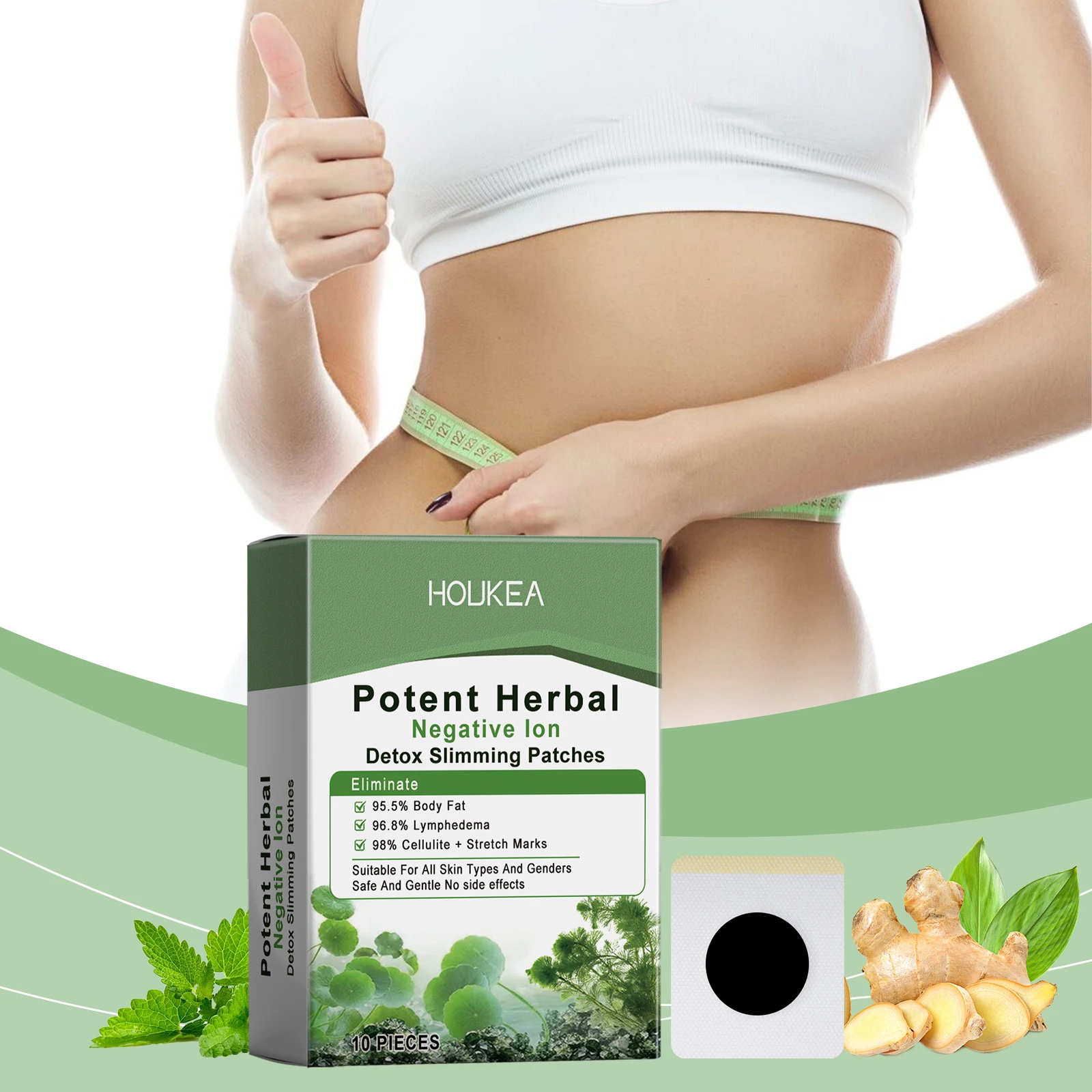 

Пластырь для подтяжки тела HERBAL для ежедневного детоксикации и кровообращения, экстрактов мяты, лимона и имбиря, повышения прочности кожи