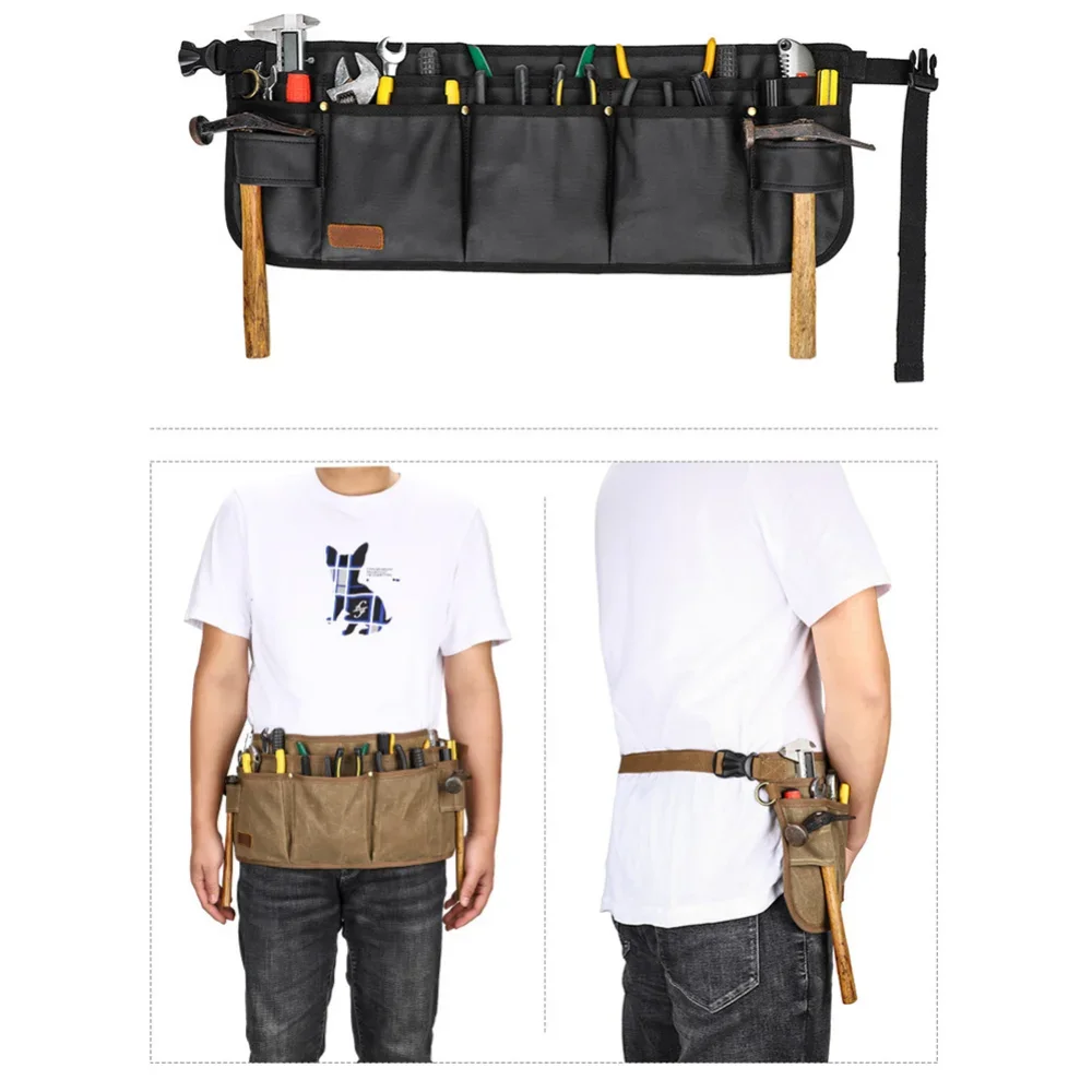 Tool Belt Pouches Utility Belt Tool Bag Canvas Gardening Waist Tool Pouch with 13 Pockets for Men Carpenters Electricians