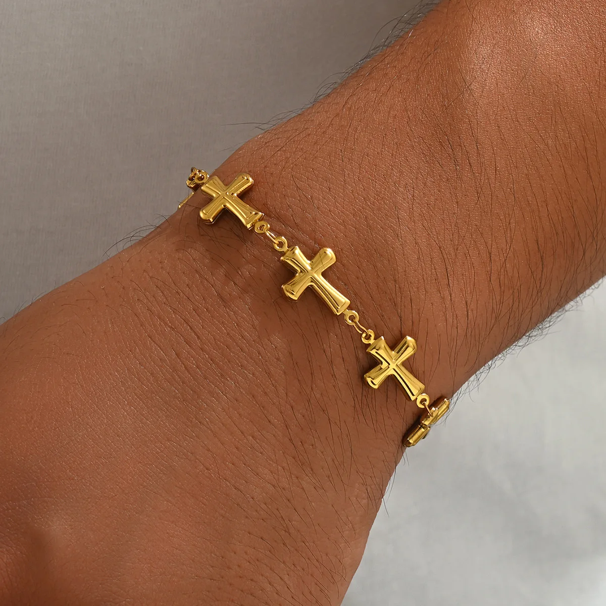 

Роскошный браслет из чистого золота 24K 9999 пробы, браслет с крестом, мужской и женский, популярный браслет в стиле Ins.