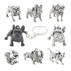 1 Piece 7 Style French Bulldog  Dachshund Schnauzer Pug English Bulldog Dog Cat Key Chains Keychains Keyrings Pet Jewellery