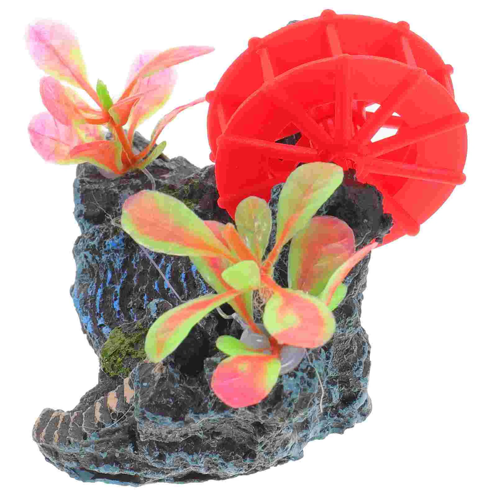 

Rockery Fish Tank Aquarium Water Wheel Mountain Model Decoration Shelter Resin Landscaping Natural