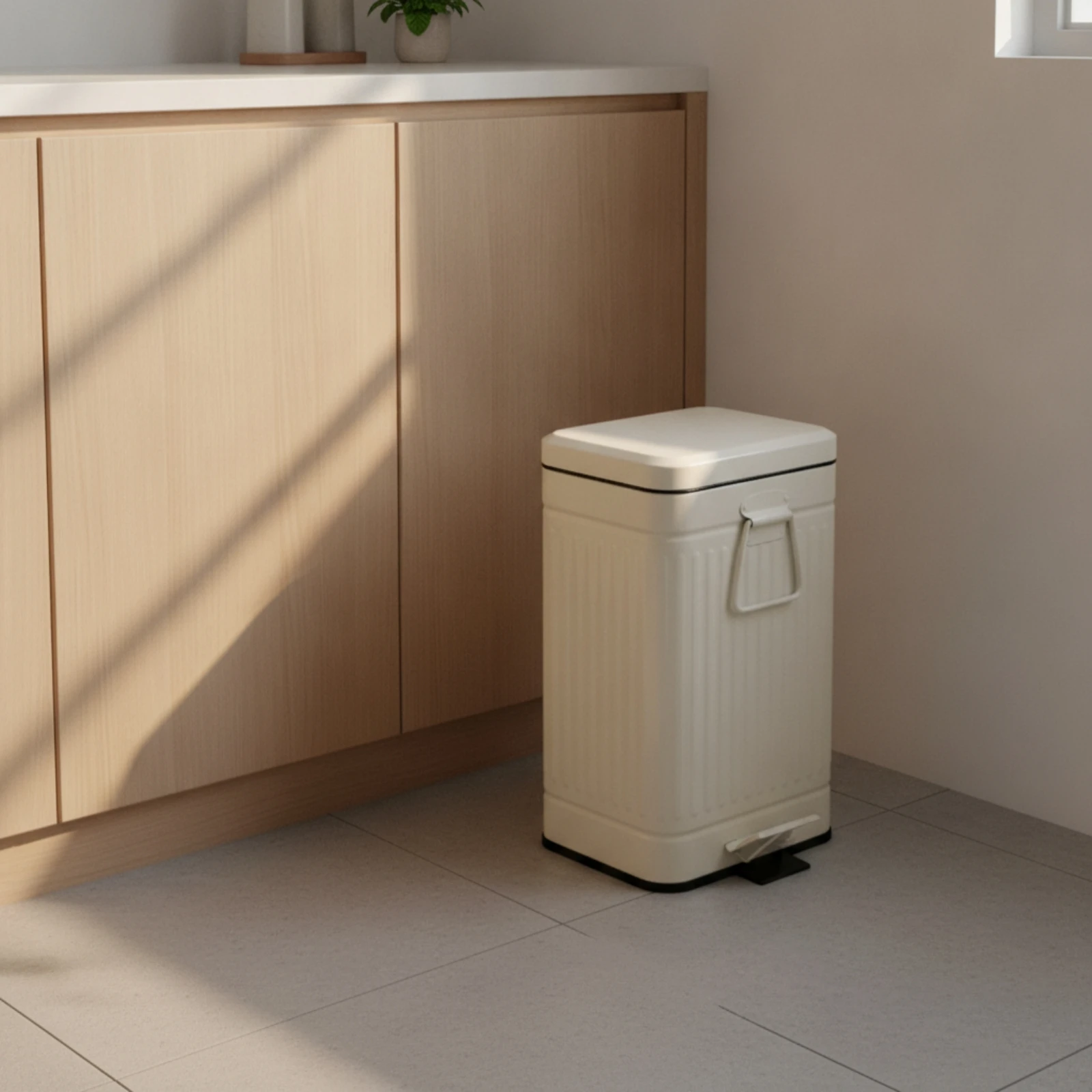 Pedal Trash Can with Lid Handshands-off Trash Can with Foot Pedal Rectangular Waste Basket Compact Bin Removable for Bathroom