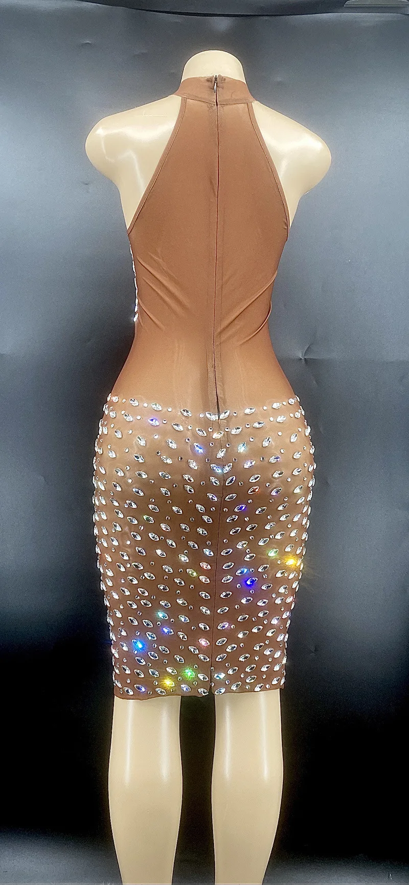 Birthday Outfit New Elegant Backless Casual Dress Women's Summer Sexy Colorful Rhinestones Vestidos Fiesta De Lujo Party Dresses