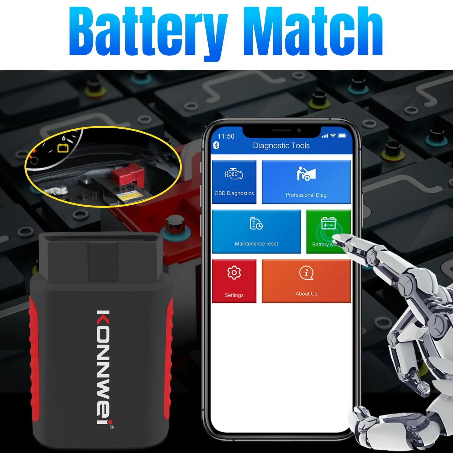 

Новый сканер KONNWEI KDIAG K DIAG OBD2EOBD 2025 года, полносистемный сканер с сумкой ABS ai r