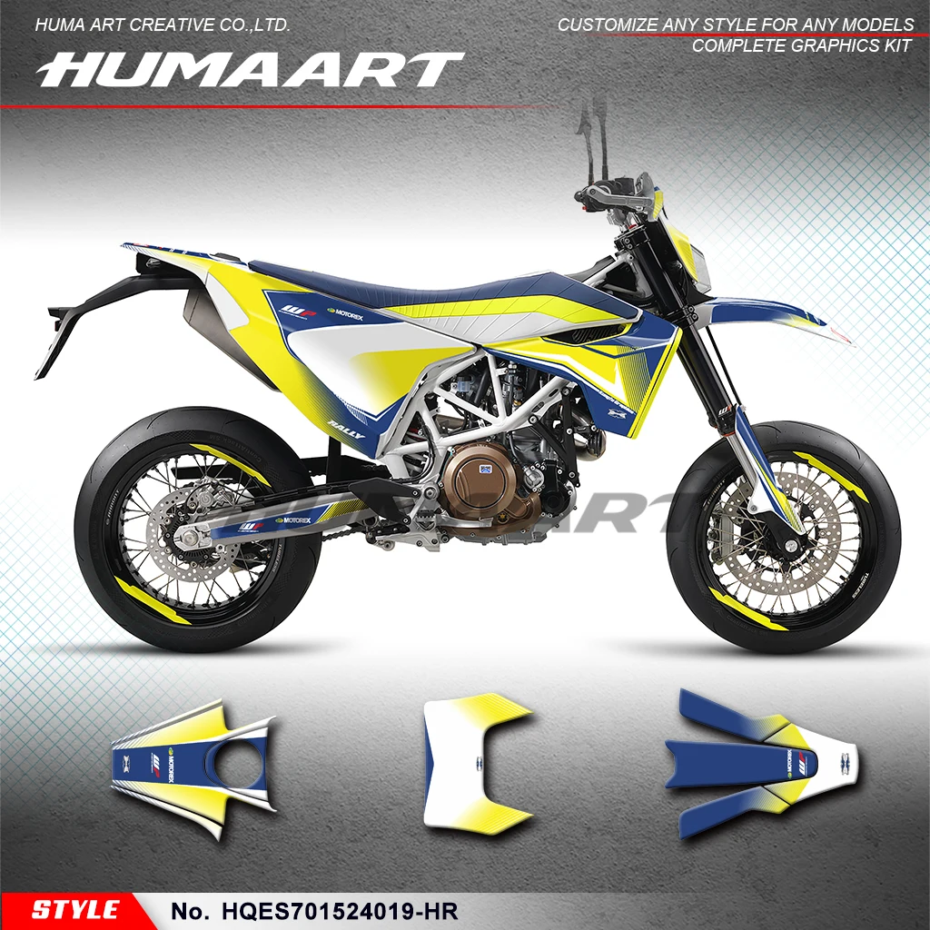 

HUMAART Sticker MX полный виниловый Custom графическая наклейка Kit для Husqvarna Enduro Supermoto 701 2015-2024, HQES701524019-HR