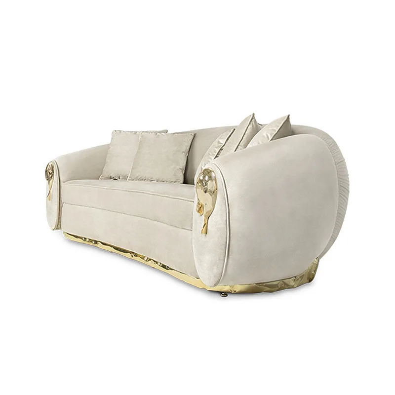 

Light luxury high-end leather sofa Portuguese luxury house designer villa living room home