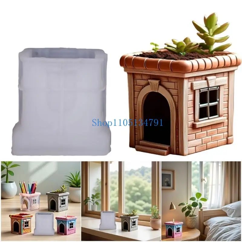 

98km Creative House Shaped Flowerpot Silicone Mold For DIY Jewelry Container Making Resin Crafts And Planters