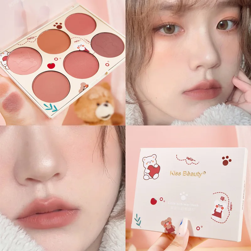 Bear 6Colors Blush Nude Makeup Natural Dirty Orange Plum Dried Rose Multicolor Makeup Collection