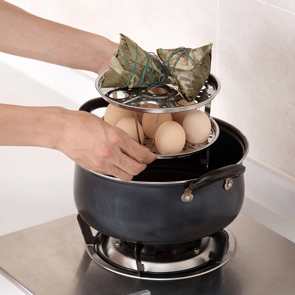 

2PCS Stainless Steel Steam Rack Round Egg Steamer Plate Fit Most Pots Pans Cookware Kitchen Accessories Food Steaming Baking