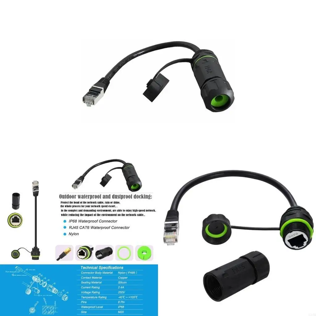 

Waterproof RJ45 Coupler Shielded CAT6 8P8C Female to Male Adapter IP68 Ethernet