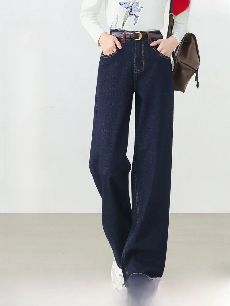 

High Waist Straight Leg Denim Jeans Women's Spring 2026 New Simple Commute Elastic Pants Slimming Long Trousers