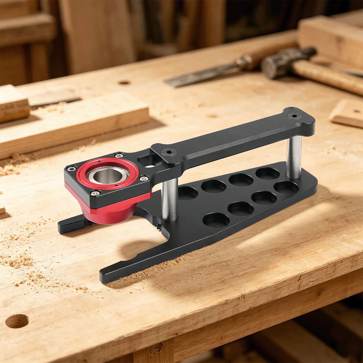 Woodworking Vertical Drilling Locator Dowel Hole Jig, MFT Workbench Hole Board Locator, Woodworking Straight Hole Punching Tool