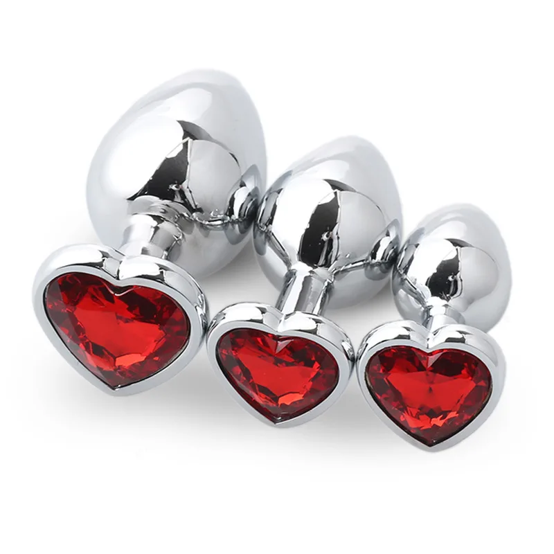 Three sizes Heart-shaped anal plug Stainless steel crystal anal plug Anal sex toy Prostate massager Anal stimulator dildo