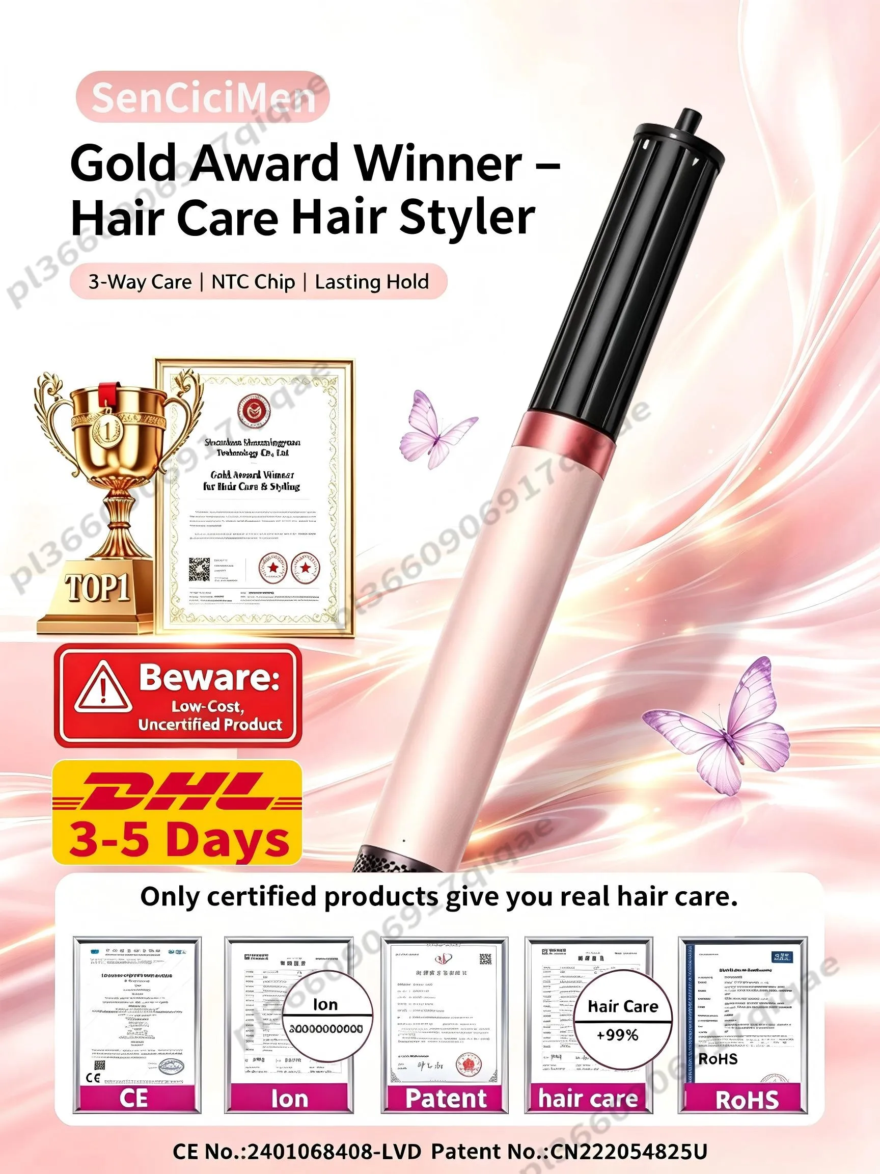 6 IN 1  Air Multil Hair Styler & Hair Dryer Brush With Auto-Wrap Curlers Fast Drying Frizz-Free Volume Hair Styler Set Gift