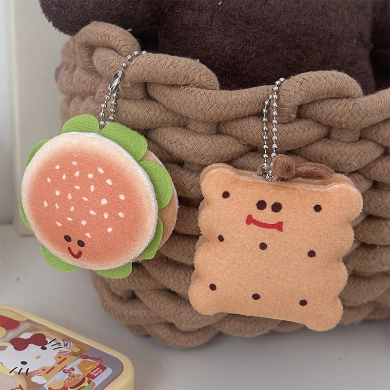 Cartoon Funny Plush Keychain Cute Creative Hamburger Bread Doll Pendant Keyring Exquisite Kawaii Backpack Decoration Gifts