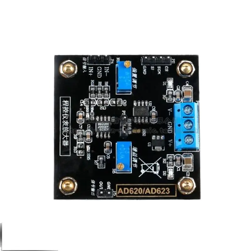 AD620 Instrumentation  Module Voltage Amplifier DigitalControl MCP41010 Gain Adjustment Differential Signal
