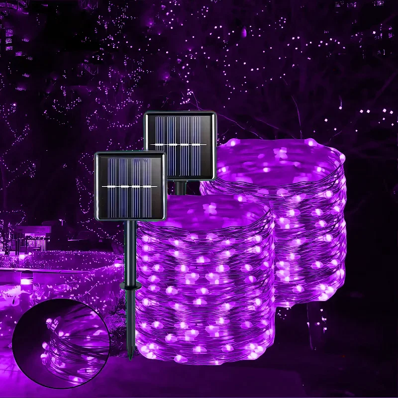 1Pack LED Solar Light Outdoor Waterproof Copper Fairy Garland String Lights Christmas Party Garden Solar Lamp Decoration