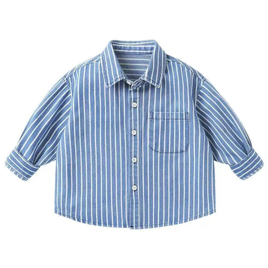 

Boys' Denim Shirt Spring and Sutumn 2026 New Style Children's Baby Collar Striped Pure Cotton Shirt Jacket