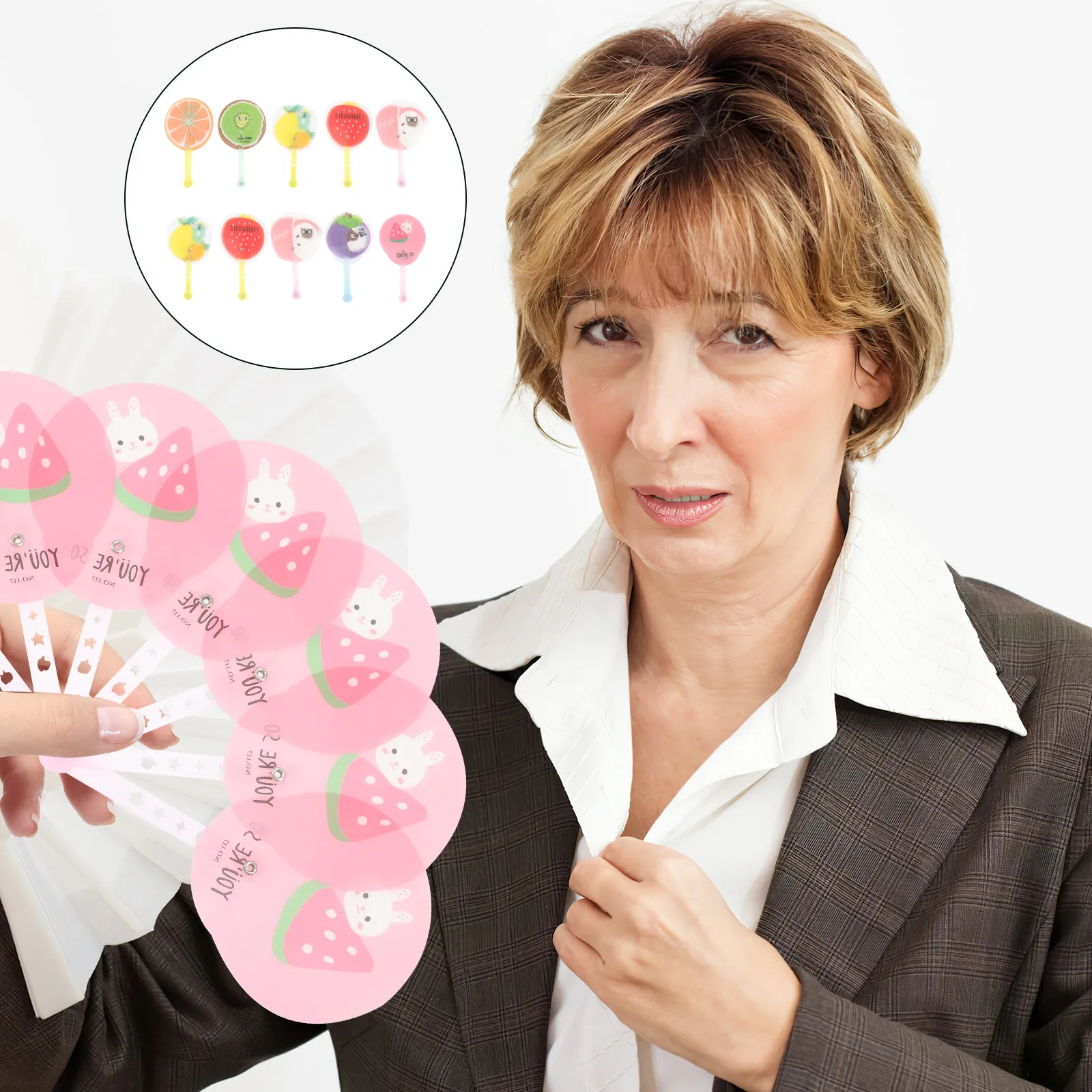 

12pcs Cartoon H held Mini Summer Folding Lucky Dip Prizes Fruit Style Fans Cooling Portable H Fans