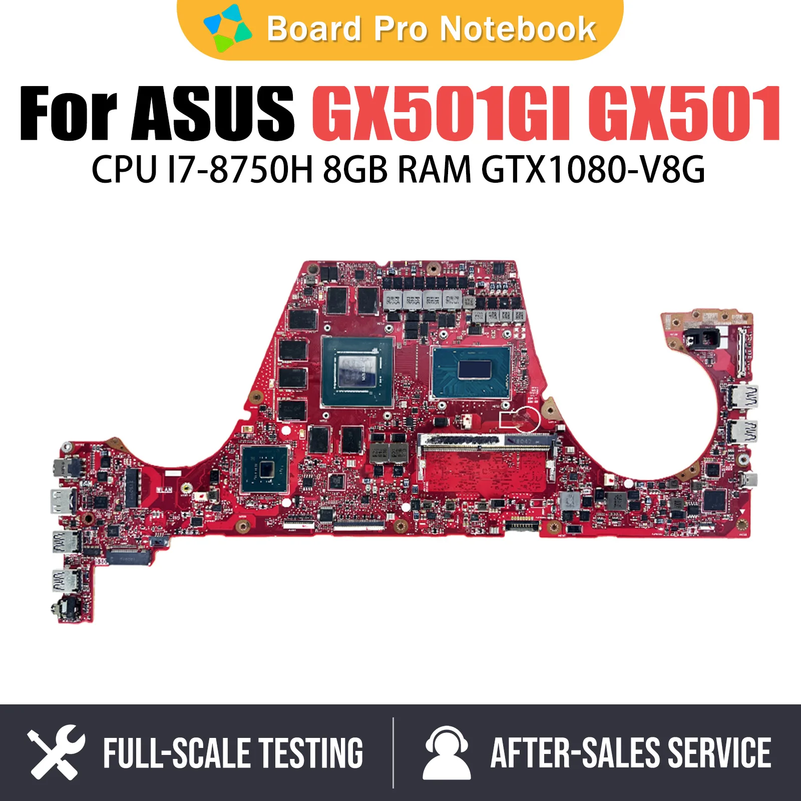 GX501 Notebook Mainboard GX501G For ASUS ROG Zephyrus Laptop Motherboard GX501GI I7 8750H 8GB RAM GTX1080 V8G Systemboard