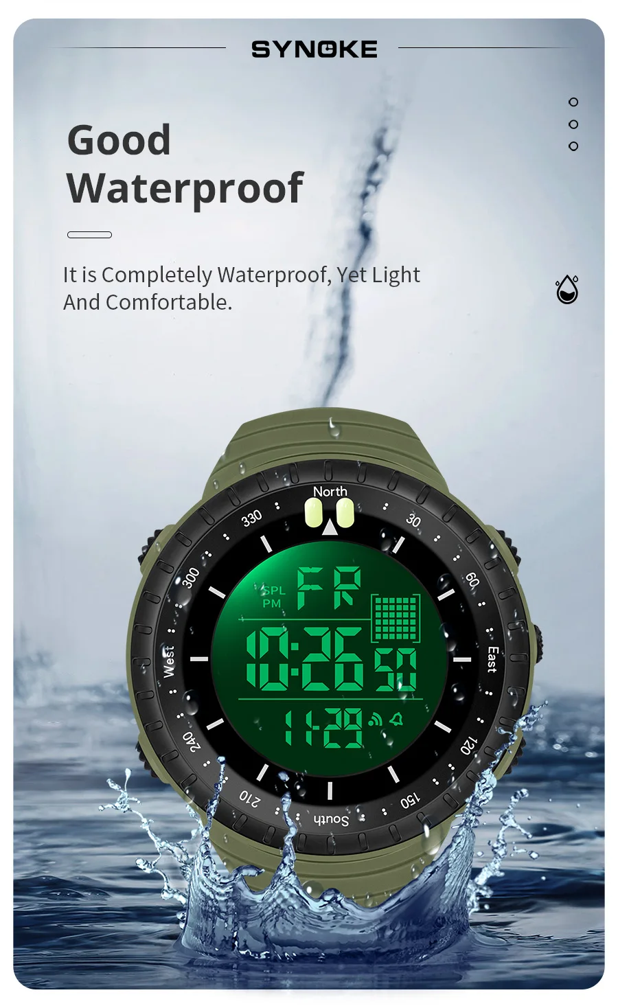 SYNOKE Outdoor Militär Digitale Uhr Für Männer Mode Retro Männer Uhr Sport Wasserdichte Männer Uhr Multifunktionale Schöne Männer – Detail 5