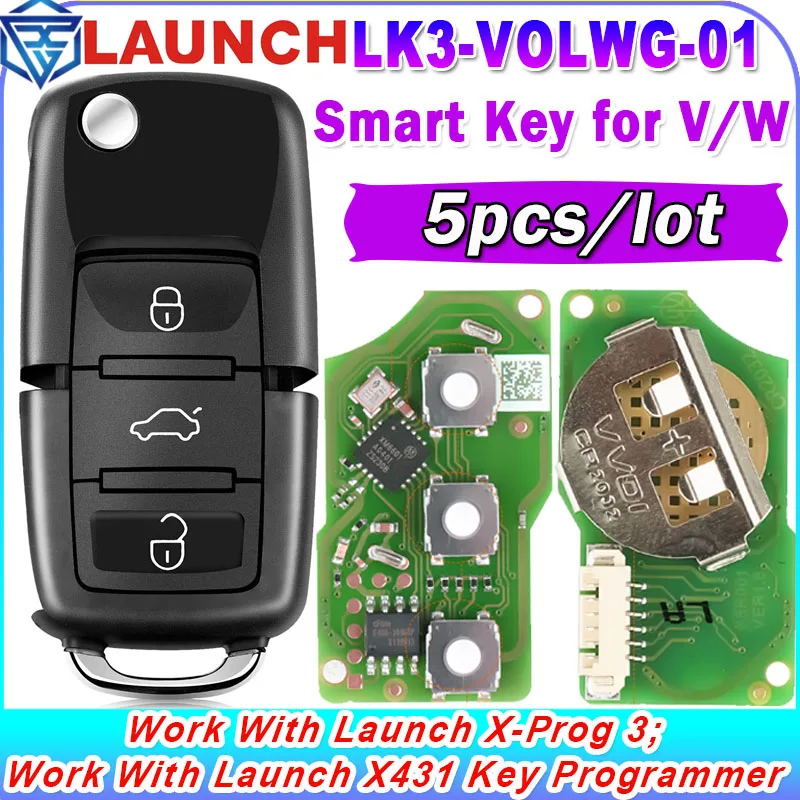 

Launch Smart Key LK3-VOLWG-01 Foldin 3 Button Black Super Chip For V/W WV Fit Launch X431 Key Programmer X-Prog 3 X-Prog3 Xprog3