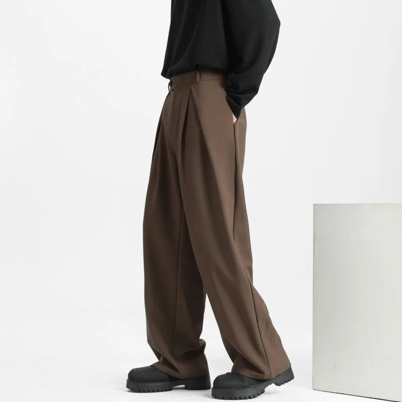 

Men's Loose-Fit Casual Wide-Leg Suit Pants Business Casual Male Straight-Cut Draping Drape Office Formal Dress Trousers