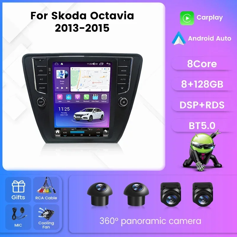 

Tesla Style Screen Car Radio For Skoda Octavia 3 A7 2013 - 2015 Multimedia Player GPS Navigation For Carplay Android Auto RDS 4G