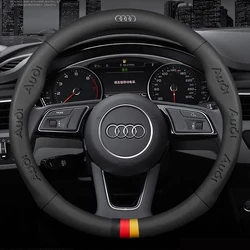 Audi A1 A3 A4 A5 A6 A7 A8 Q3 Q5 Q7 Q8 S3 S4 S5 S6 RS3 RS4 TT Leather 3D Embossing Anti-slip Car Steering Wheel Cover Accessories