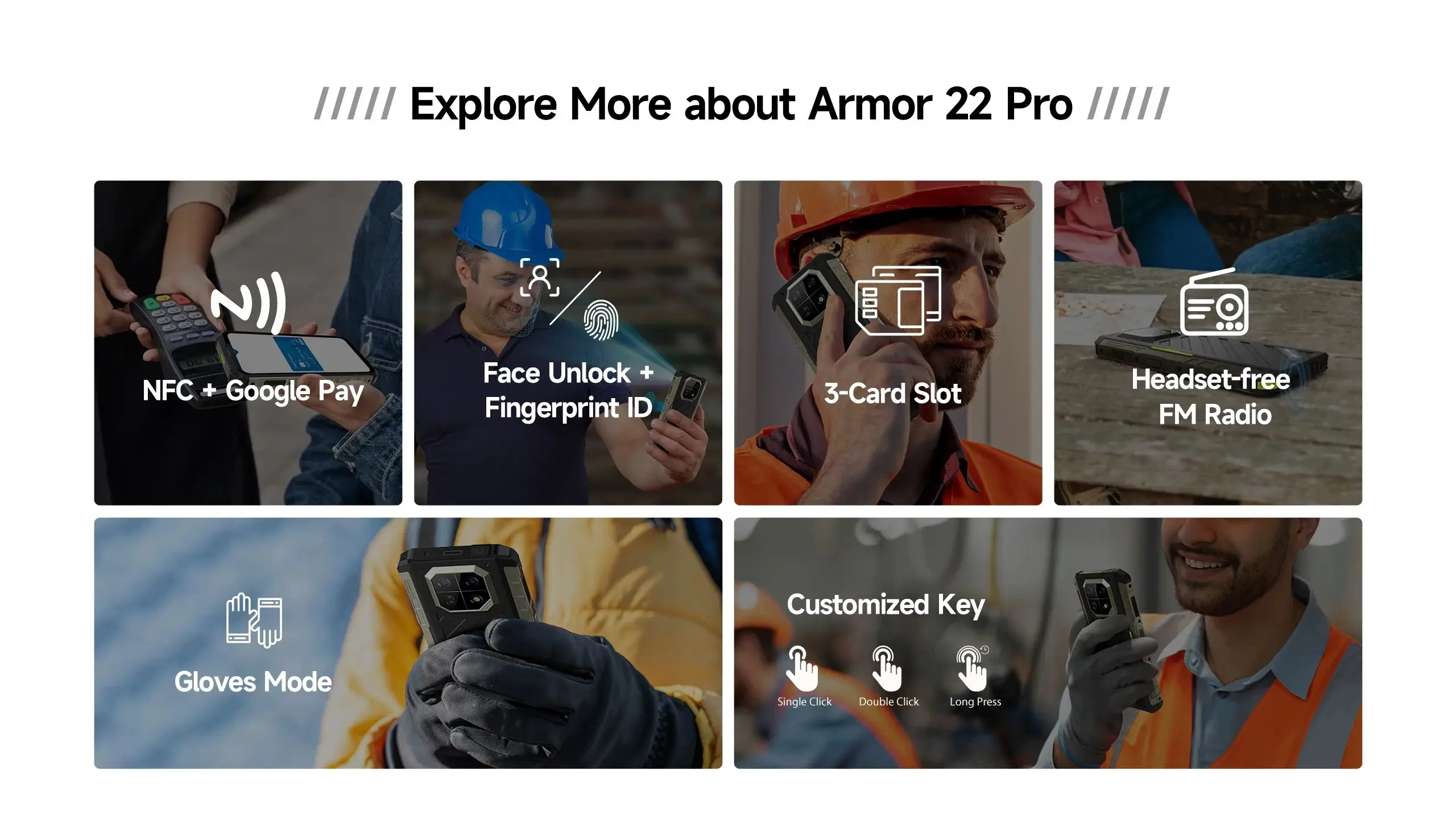 Ulefone Armor 22 pro Rugged Smartphone 6.58'' Android 16 Helio G200 8GB+128GB/256GB 64MP 6600mAh 33W 4G NFC Rugged Phone