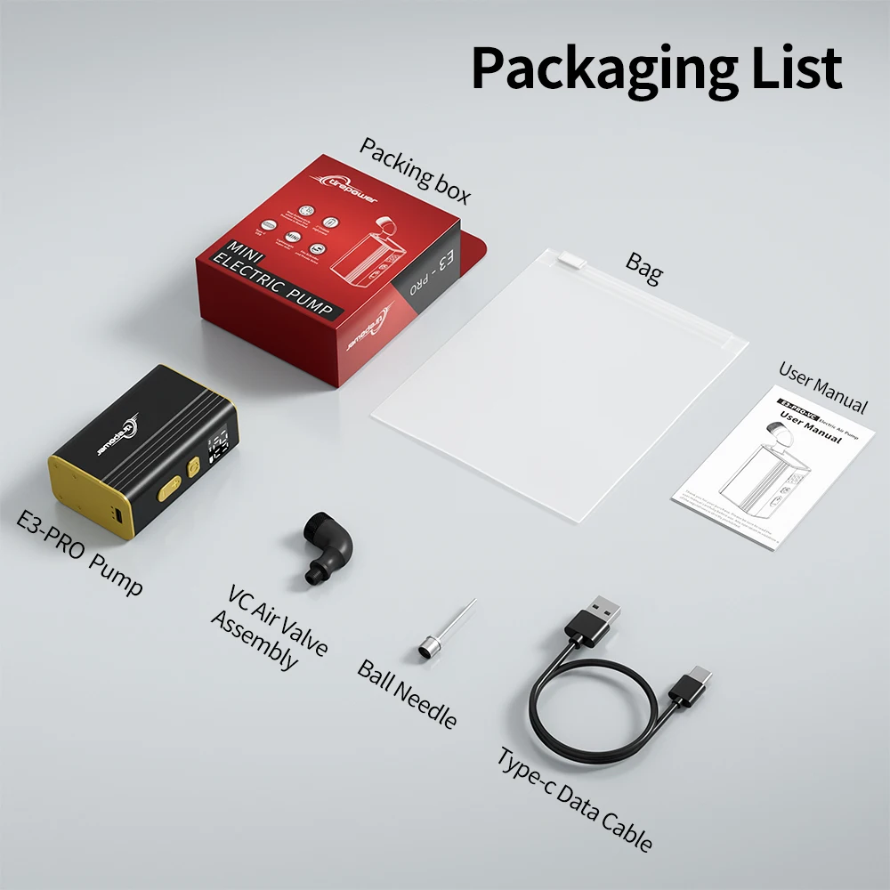 

Bike Pump with Gauge Portable Mini 120PSI Electric Bicycle Pump Type-C Rechargeable Battery Auto Stop with Presta Schrader Valve