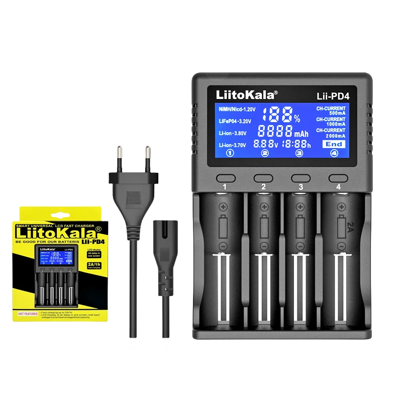 Liitokala Lii-PD4 Lii-402 Lii-S2 3.7V 18650 18350 18500 16340 21700 20700 26650 1.2V AA AAA NiMH Lithium-Battery Charger