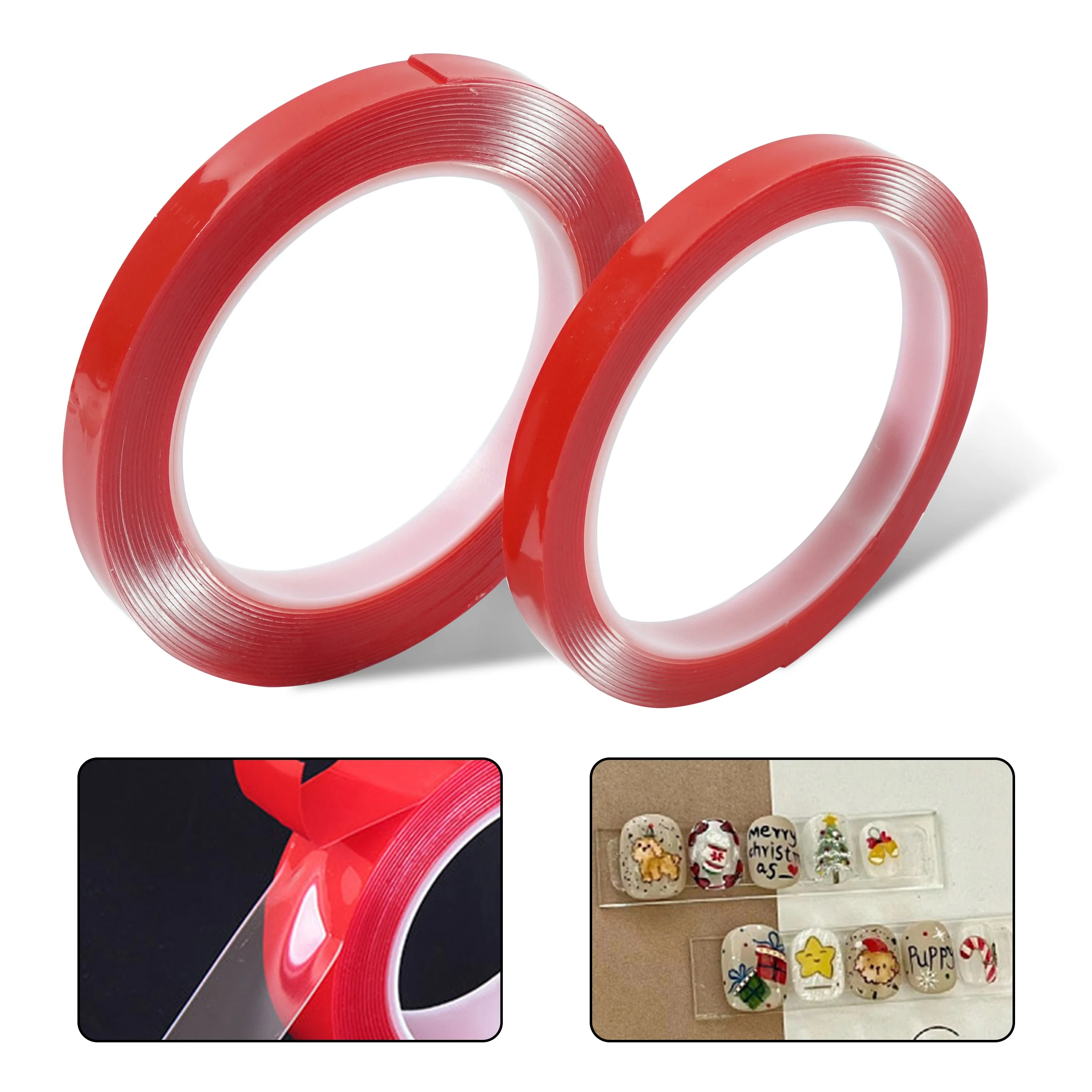 3 Meter Red Double Sided Strong Permanent Double-Sided Adhesive Glue Tape Super Sticky Nail Display