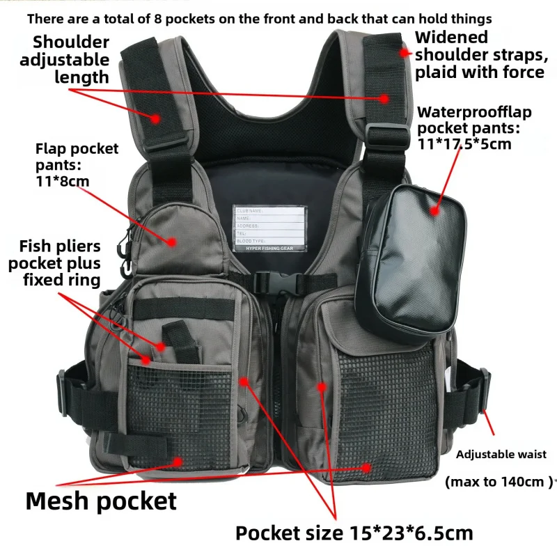 

2025New Multi-functional Life Fishing Vest, Outdoor Sports, Fly Swimming Adjustable Vest, Fishing Tackle, Buoyant Materials