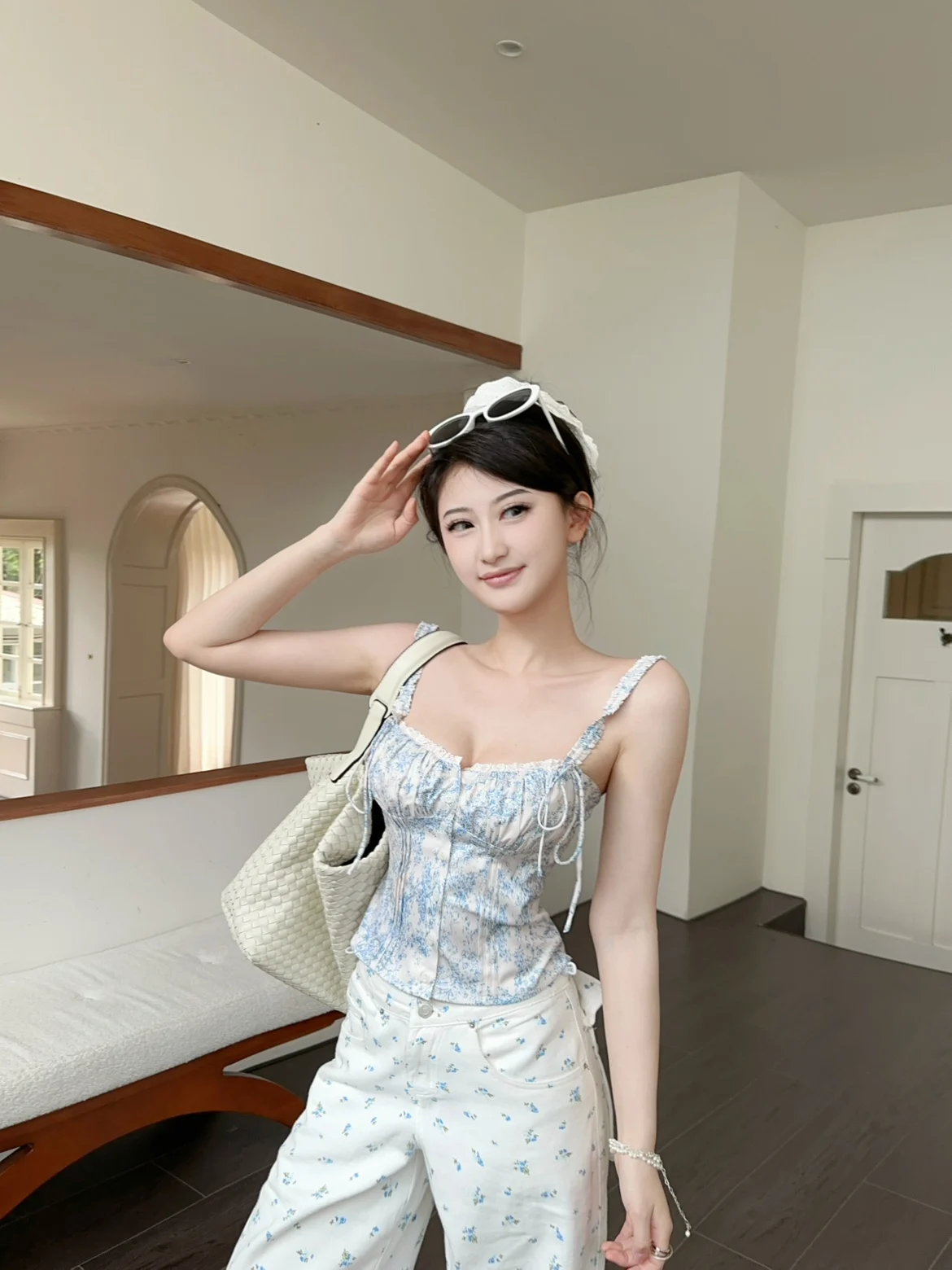 

Charming Floral Print ter Vest Slimming ort Top for Trendy Girls Low Waist Design Comfortable Casual Workwear Summer