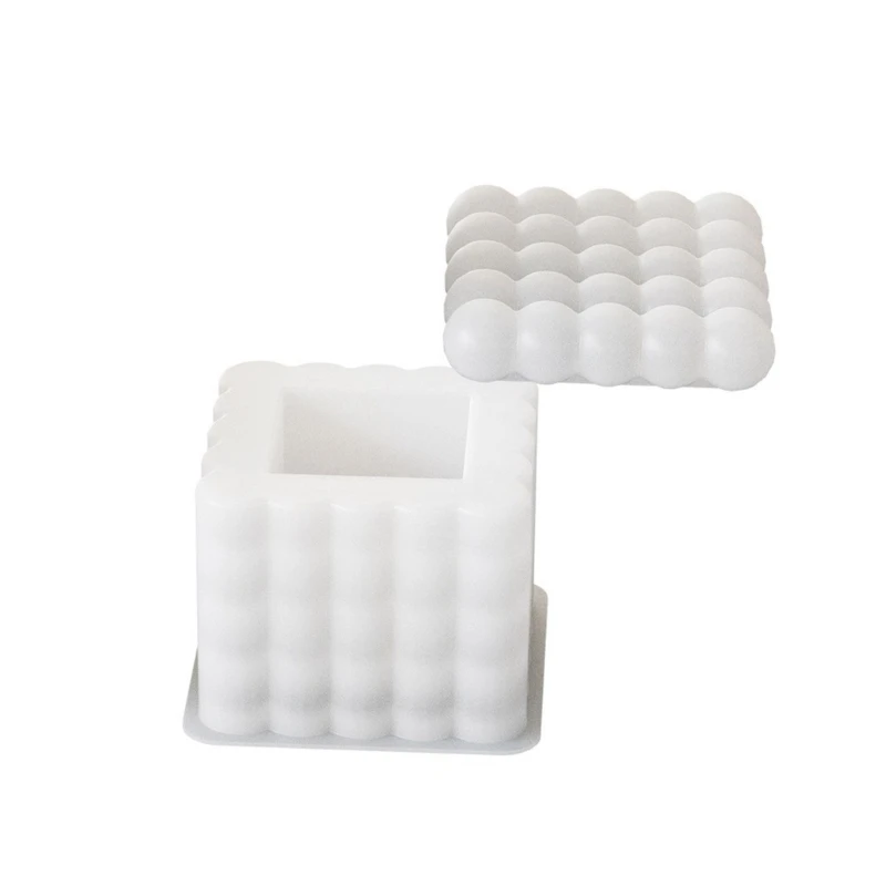 Stampo per barattolo stoccaggio in silicone a cubo per casa artigianale in cemento, cemento gesso