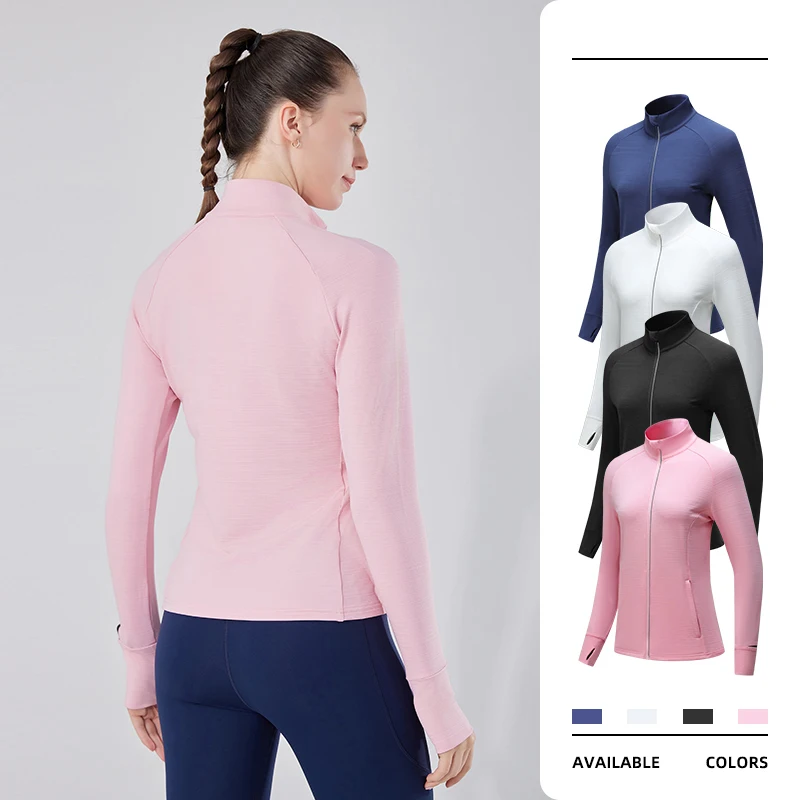 1pc Men's Women's Running Workout Sportswear High Elasticity Quick-Drying Breathable Zipper Jacket With Thumb Holes For Autumn