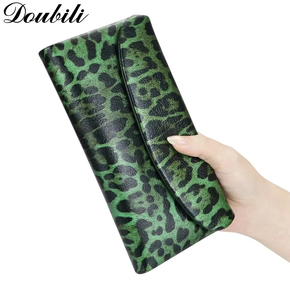 

Doubili Leather wallet, fashionable women's wallet, three fold card bag, zero wallet, long leopard print handbag