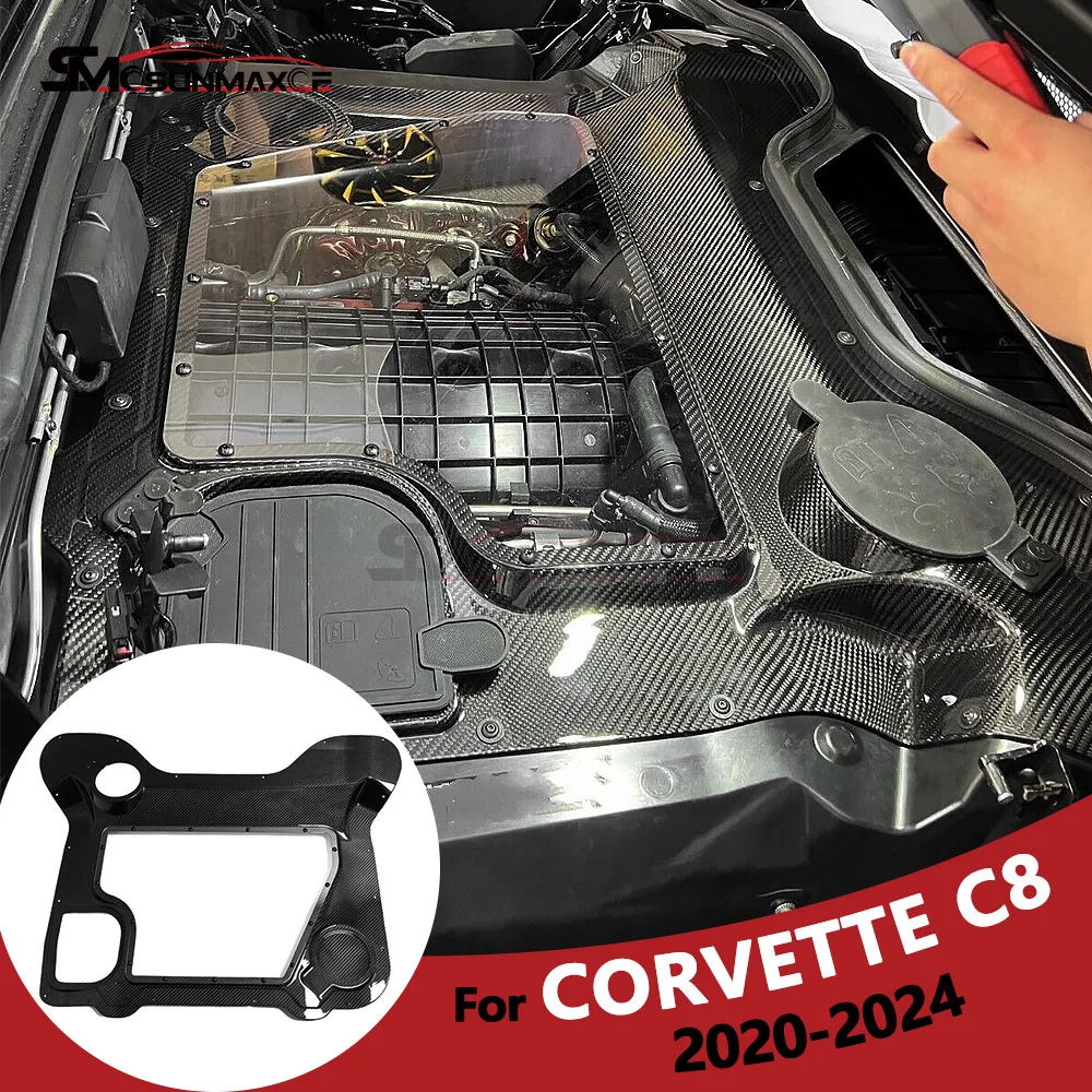 

For Corvette C8 Convertible 2020 2021 2022 2023 2024 Real Dry Carbon Engine Bay Rear Bonnet Engine Hood Car Accessories