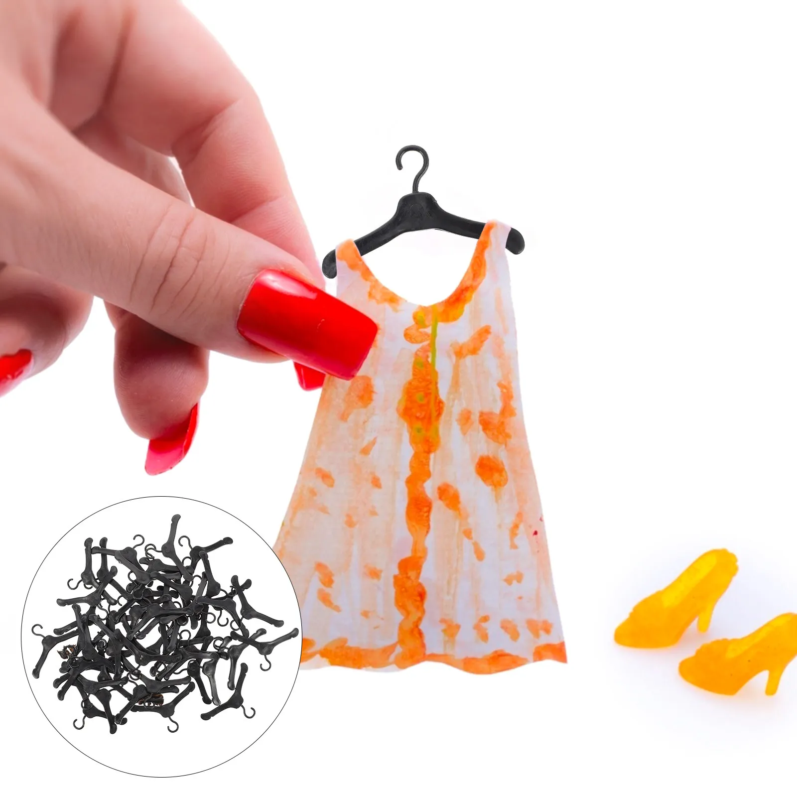 

50Pcs Mini Clothes Hangers Strong Build Rounded Corners Wear-Resistant Space-Saving Portable Set Great for Sorting Tiny Garments