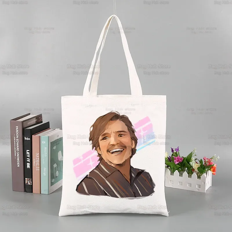 Pedro Pascal My Boy Friend Reusable Shopping Bag Women Canvas Tote Bags Printing Eco Bag Cartoon Shopper Shoulder Bags