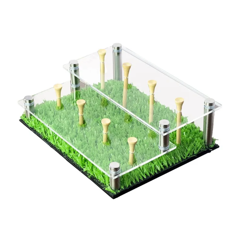 Acrylic Golf Ball Display Rack Holds 8 Balls Double Layer Golf Ball Storage Rack with Base and Turf For Home Office