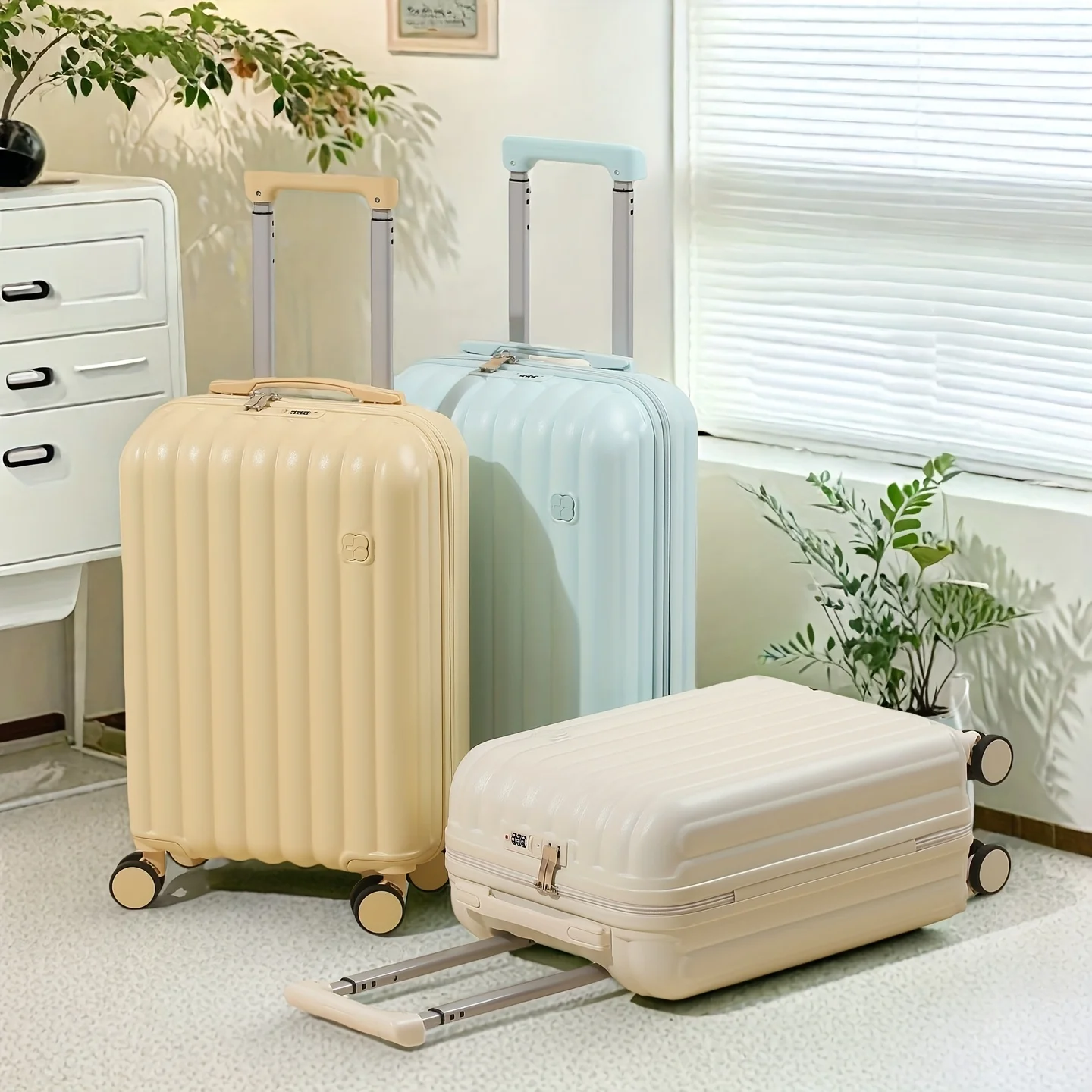 

20in/24in Multifunctional Pumpkin-Shaped Zipper Suitcase | Minimalist And Fresh Style with Combination Lock for Travel