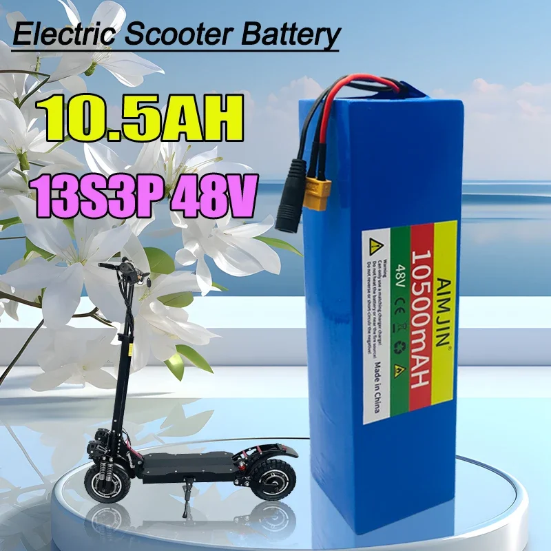 13S3P 48V 10500mAh 10.5Ah 18650 Lithium ion Battery pack with 250W 350W 500W 750W 1000W Suitable for 54.6V with BMS