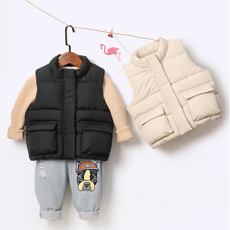 Children vest thickened and warm in winter 1-7 Age Korean boy and girls Leisure and versatile down sleeveless coat kids clothing