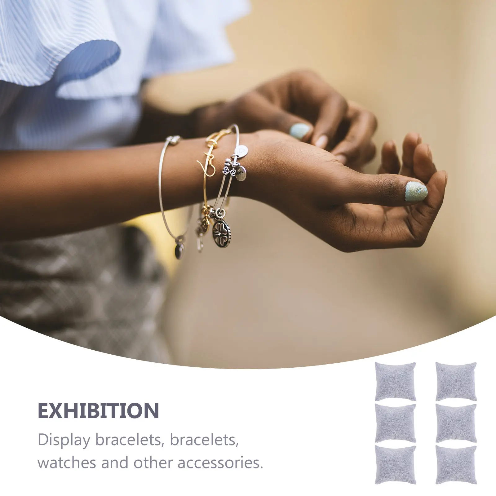 

6Pcs Fashion Jewelry Display Pillows Stable Bracelet Watch Bangle Chain Organizer Stand Jewelry Display Pillow