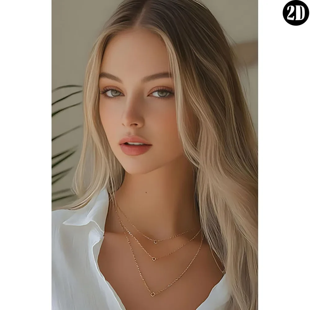 2D Metal Sign, Girl In White Shirt With Layered Necklaces Printed Aluminum Decor, Wall Art For Room, Home, Bar, Garage