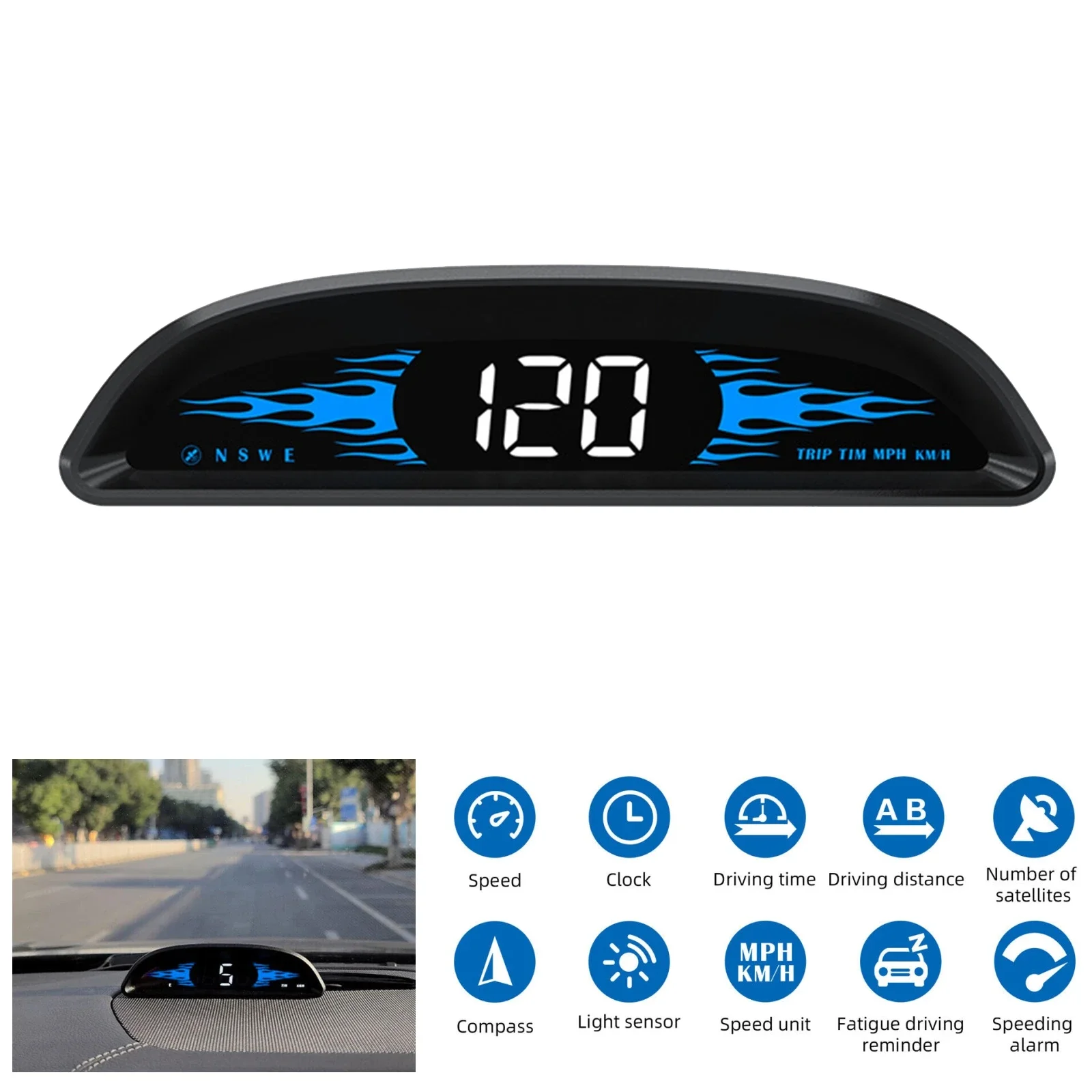 

Universal Car HUD Head Up Display Digital GPS Speedometer Outdoor Off-Road Speed Guide Head Up