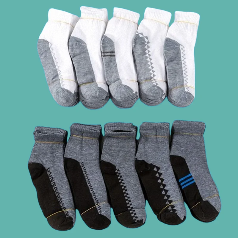 

5/10 Pairs 2024 New Black Bottom Gray Surface Sports Socks Breathable Sweat-Absorbing Casual Cotton Socks Men's Mid-Tube Socks