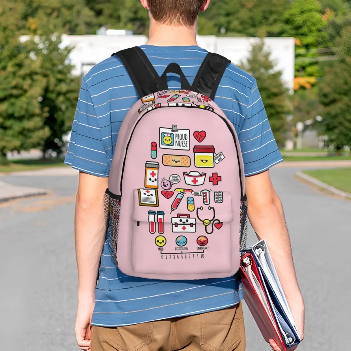 Proud To Be A Nurse Pink Backpack Student BookBag Boys Girls School Bag Laptop Shoulder Bags